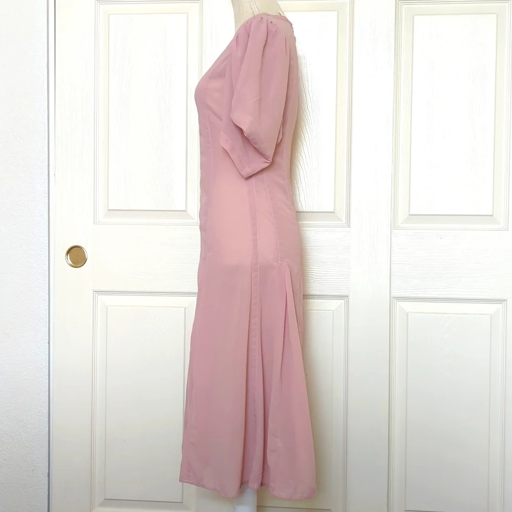 Anthropologie Modern Sheer Midi Dress in Pink - Picture 6 of 11